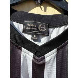 Striped Referee Shirt L Men's Black Breathable Knit T-Shirt Football Soccer. Y2K